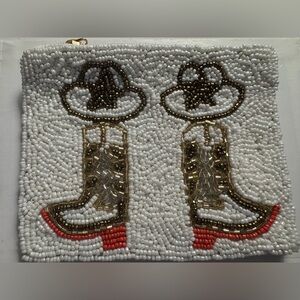 New cowboy boots hat seed bead coin purse